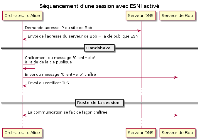 Schéma de séquencement d'une session ESNI